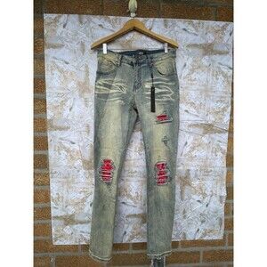 Amiri  antique indigo bandana patch jeans size 32